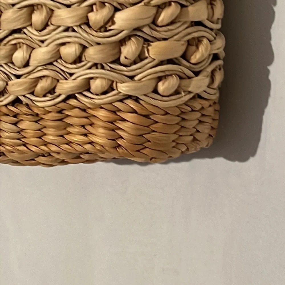 Brighton Ruth Straw Raffia Woven Tan Shoulder Bag Leather Trim